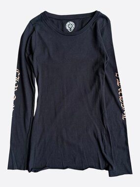 Chrome Hearts Black & Bronze Scroll Logo Women's Longsleeve T-Shirt